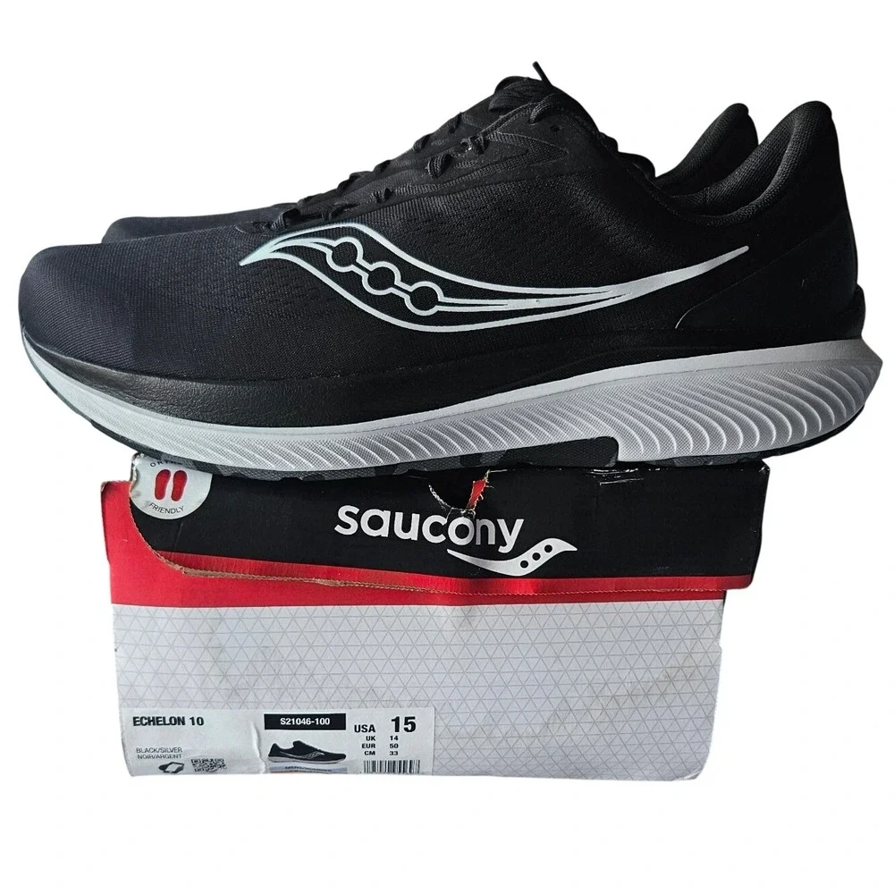 Saucony Echelon 10 Mens 15 X-Wide Running Shoes Black Silver S21046-100 NIB